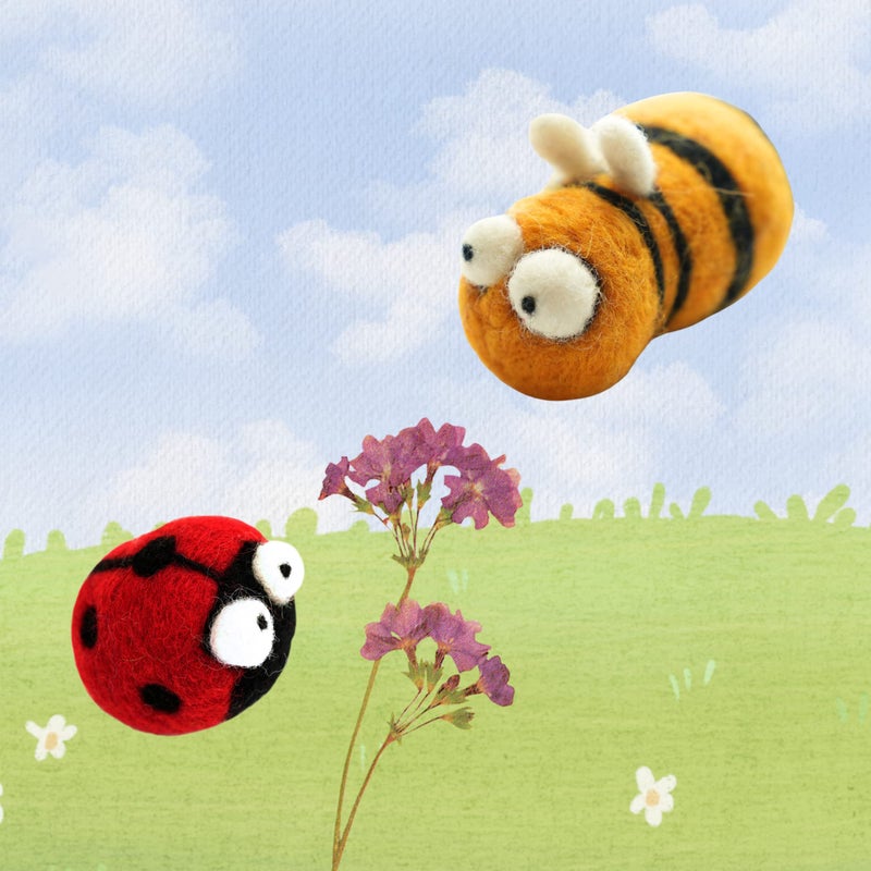 Woolbuddy Needle Felting Kit for Beginners Adults, Bee and Ladybug Animal Craft Set, Includes Materials, Tools, and Instructions for DIY Hobbyists - Image 3